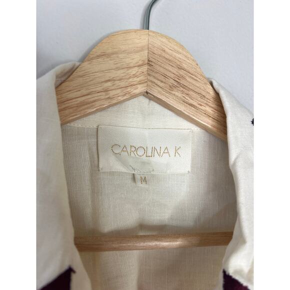 NEW Carolina K 3/4 Blouson Sleeves Button front K Elisa Cropped Blouse White - Picture 5 of 9